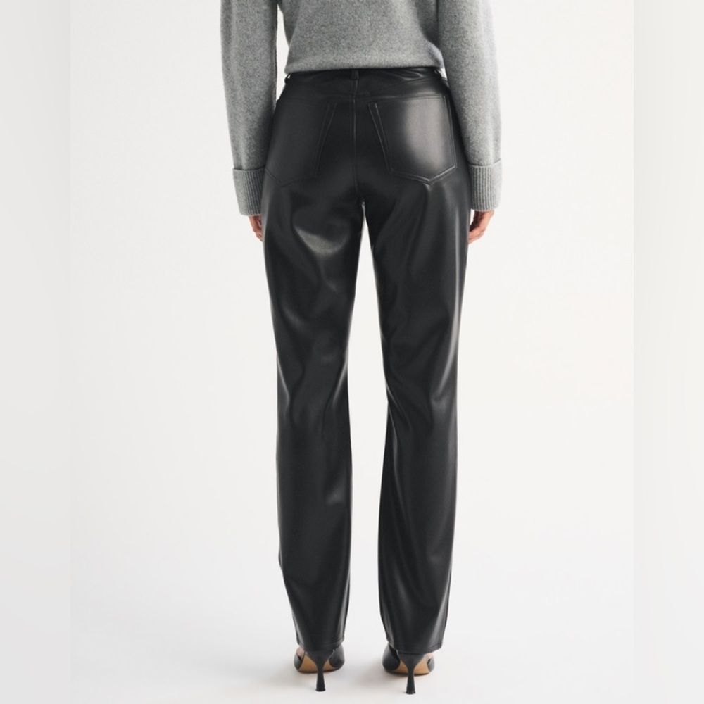 Abercrombie & Fitch Black Vegan Leather Ankle Straight Ultra High Rise - Picture 2 of 6